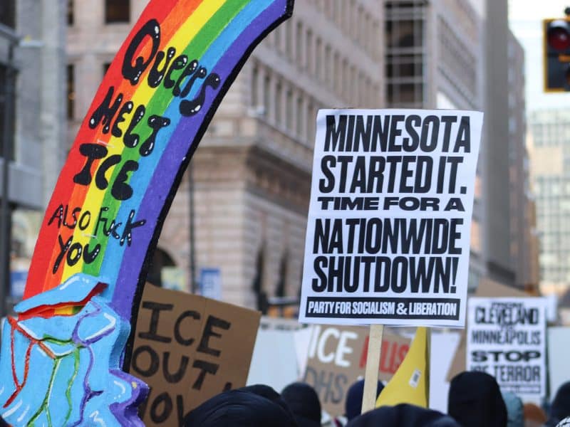 LGBTQ+ Ohioans protest ICE during nationwide general strike